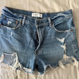 Abercrombie & Fitch Distressed Blue Denim Shorts